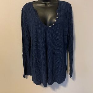 Old Navy Blue Waffle Henley Long Sleeve Shirt
